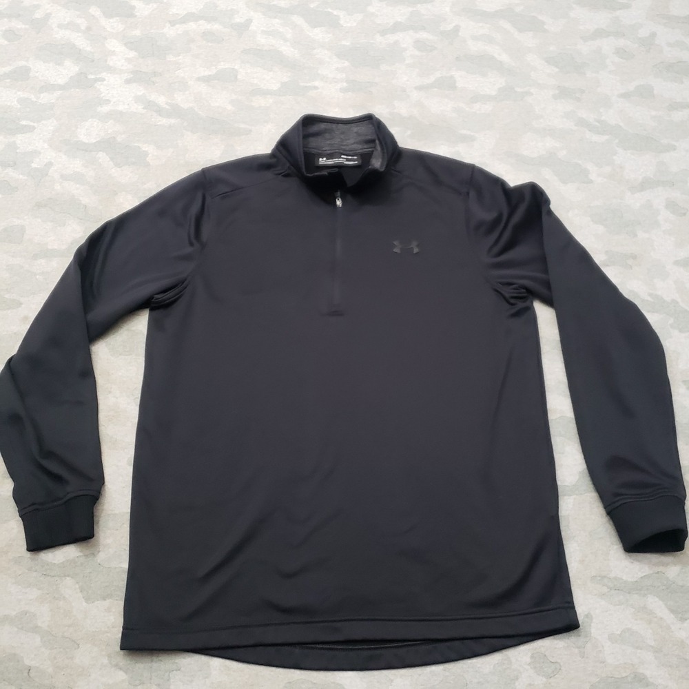 Under Armour Shirt Mens Medium Black Coldgear Loose Fit Long Sleeve Quarter Zip
